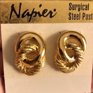 NAPIER Vintage Gold-Tone Knot Post-Style Pierced Earrings